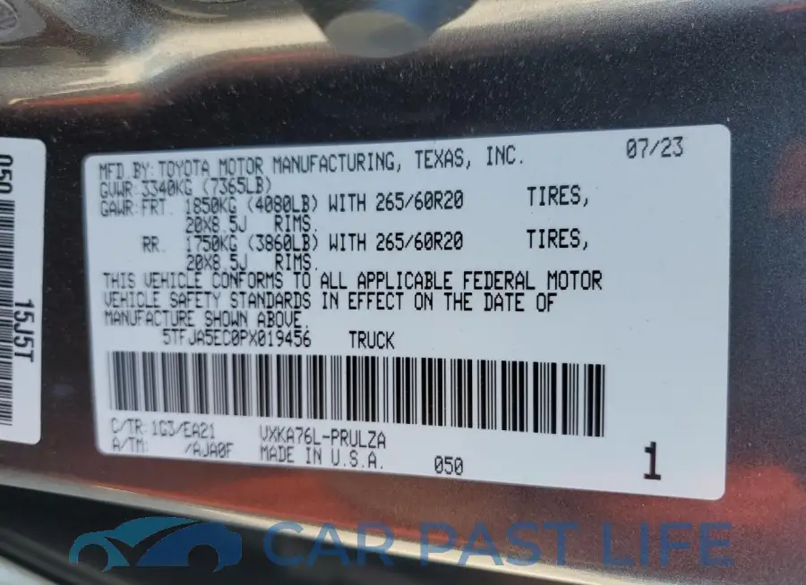 5TFJA5EC0PX019456# 12