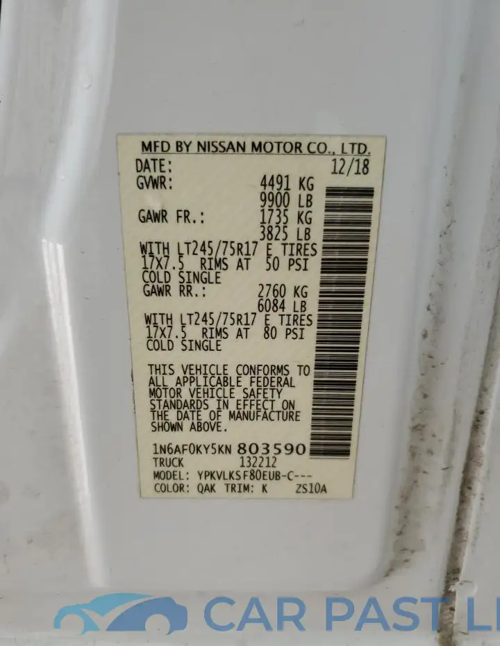 1N6AF0KY5KN803590# 12