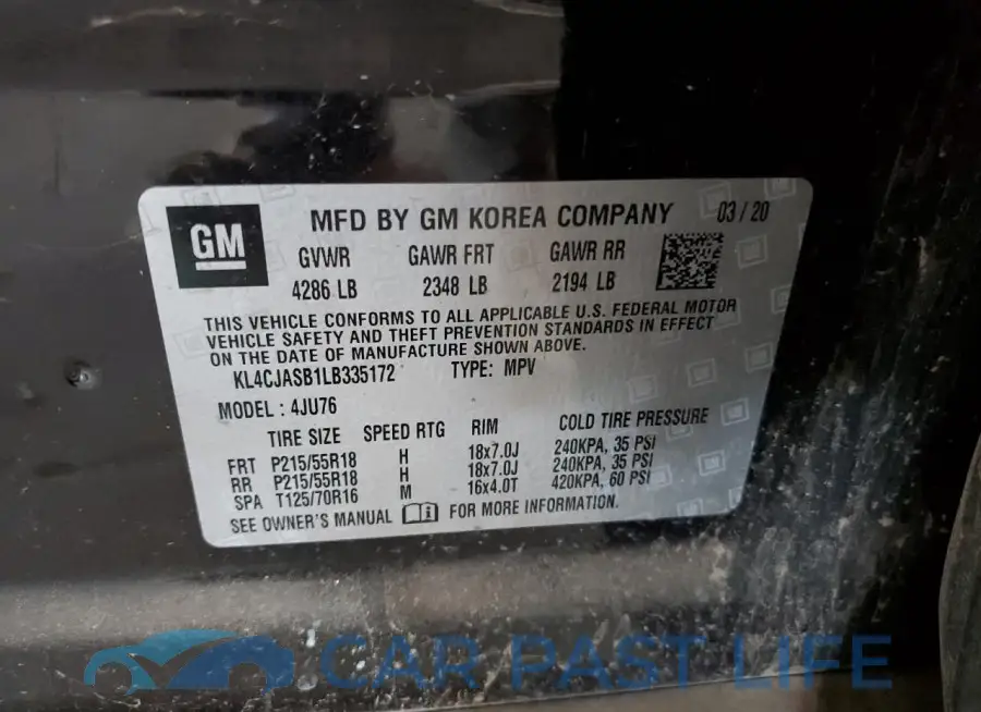 KL4CJASB1LB335172# 12