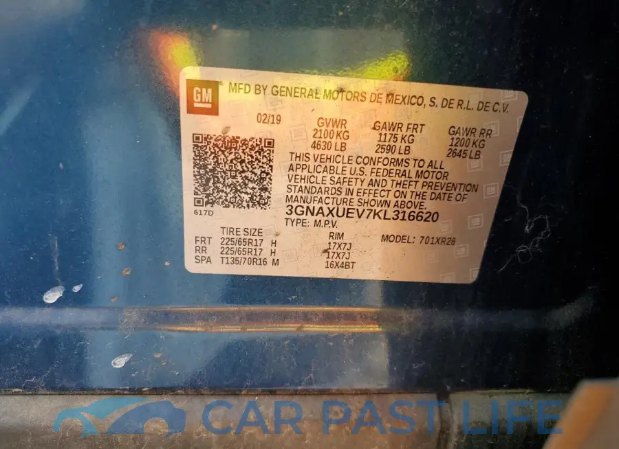 3GNAXUEV7KL316620# 13