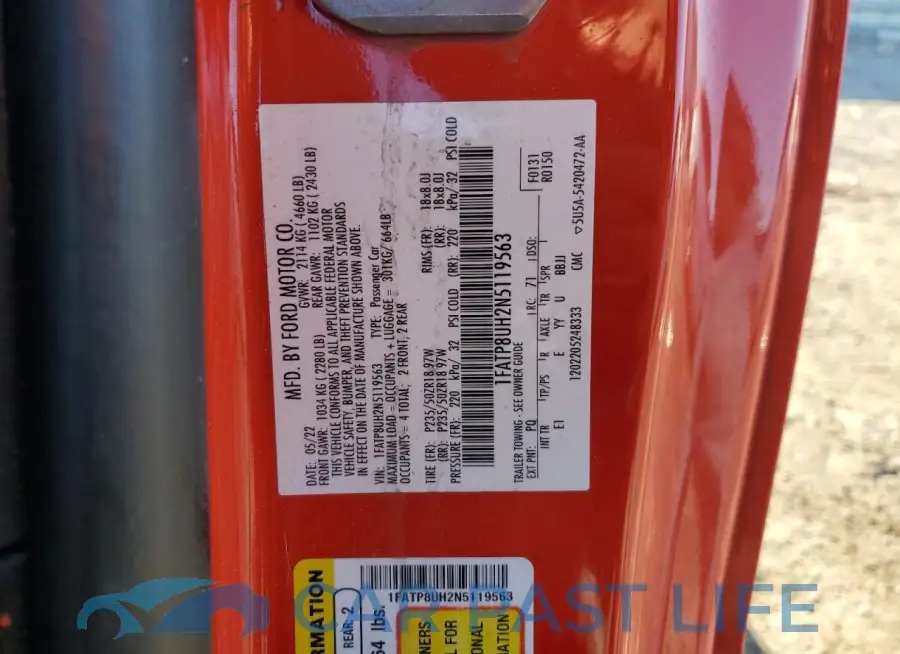1FATP8UH2N5119563# 12