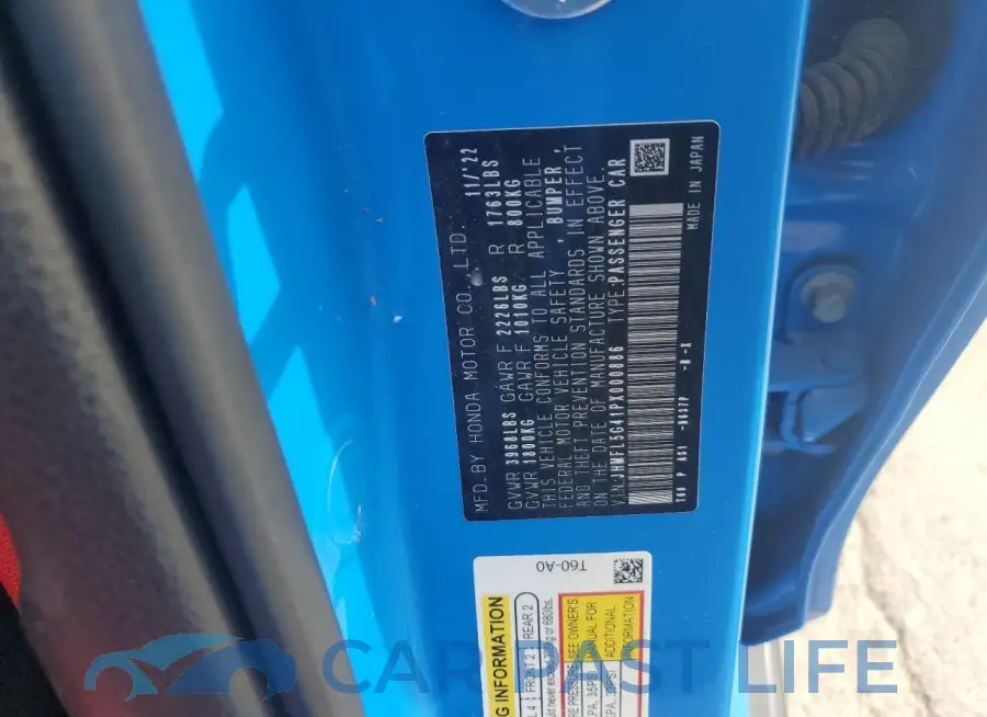 JHMFL5G41PX000886# 12