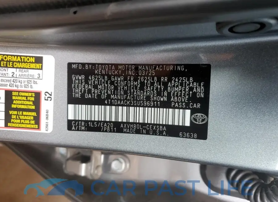 4T1DAACK3SU596911# 12