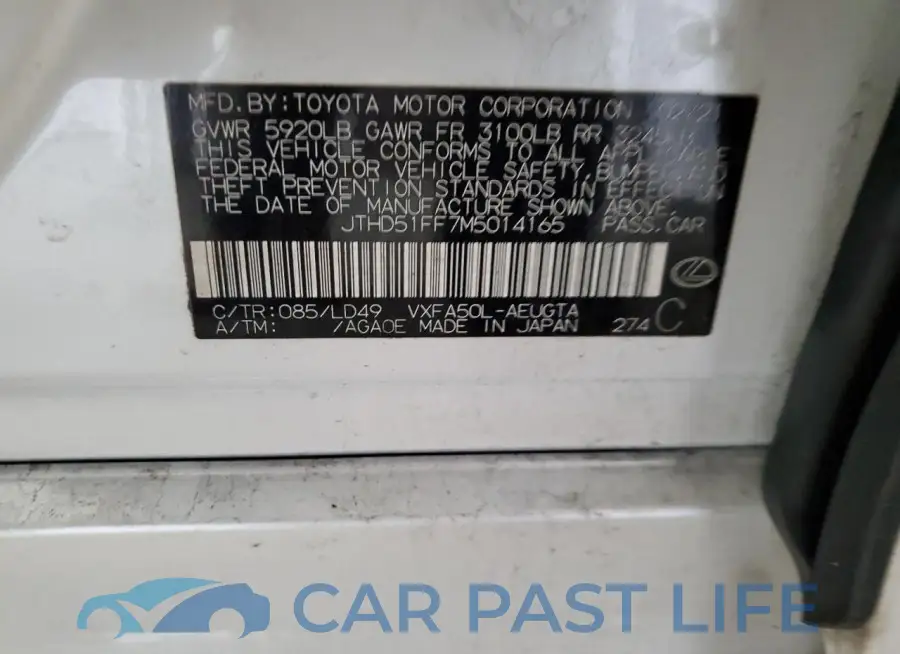 JTHD51FF7M5014165# 12