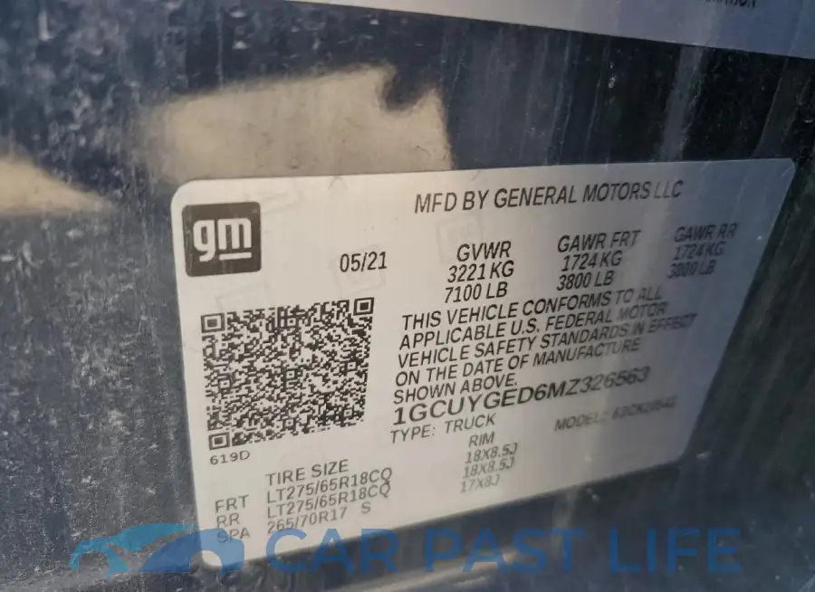 1GCUYGED6MZ326563# 12