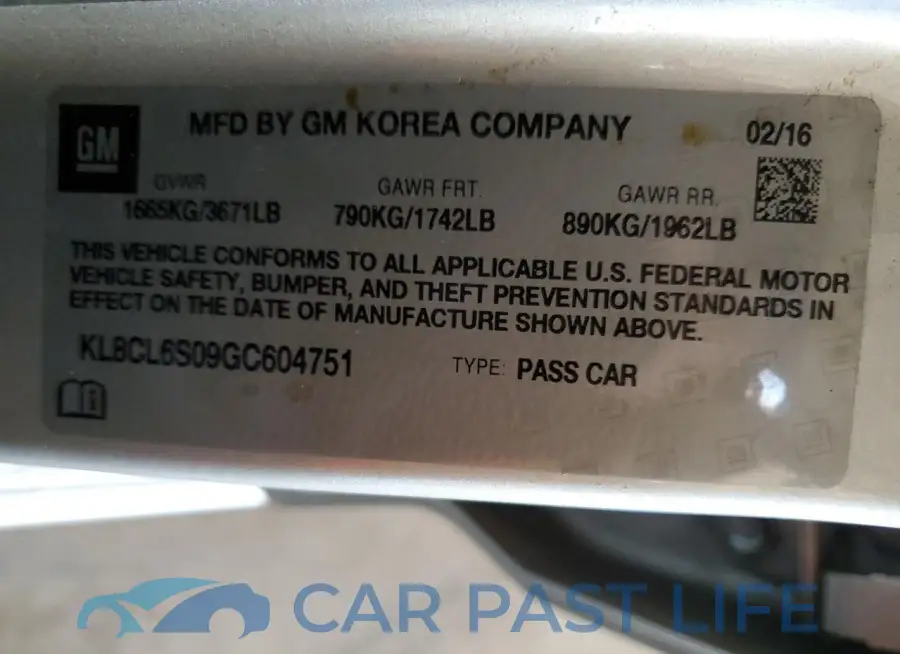 KL8CL6S09GC604751# 12