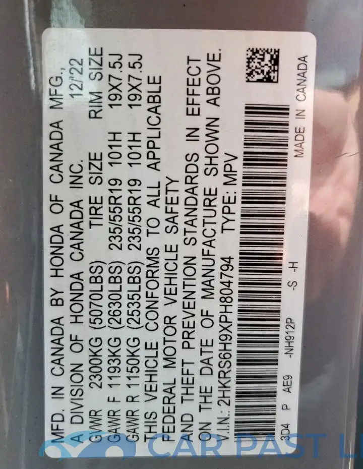 2HKRS6H9XPH804794# 14
