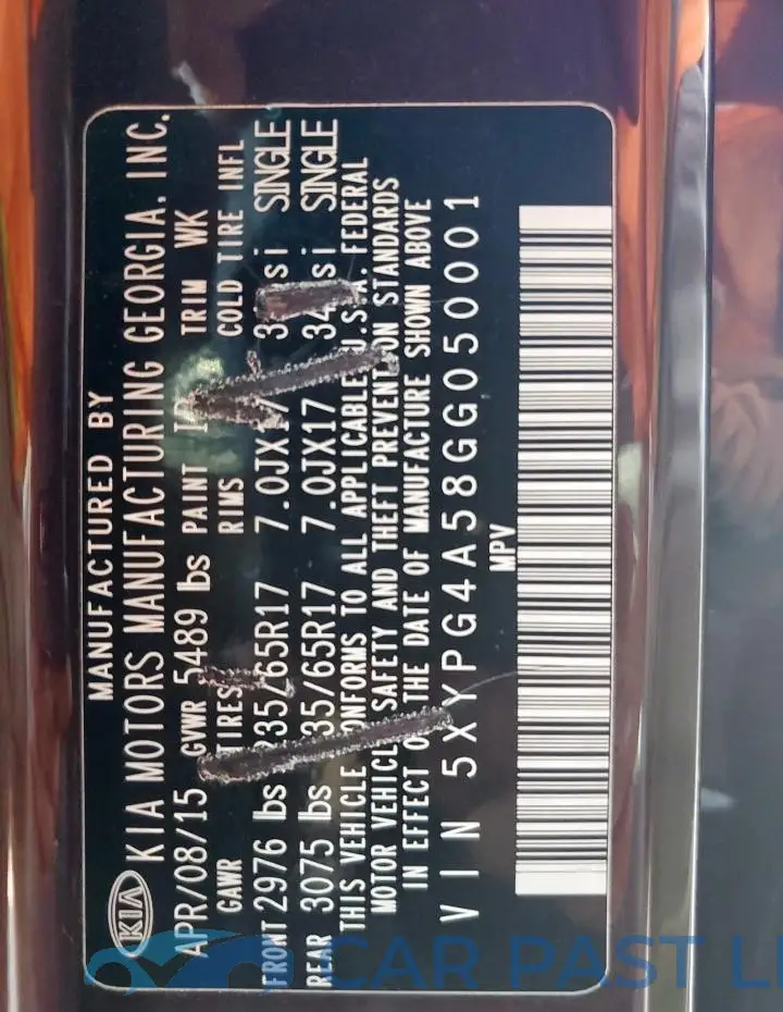 5XYPG4A58GG050001# 13