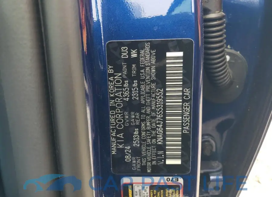 KNAG64J76S5319552# 12
