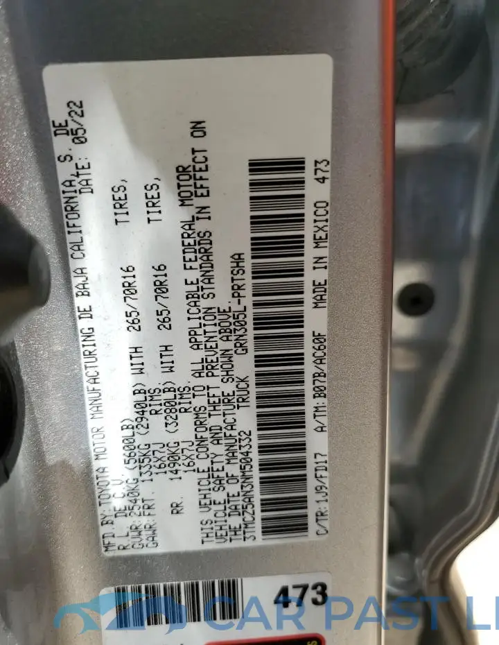 3TMCZ5AN3NM504332# 12
