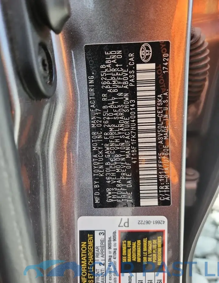 4T1BF1FK7HU400143# 12