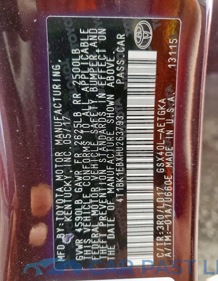 4T1BK1EBXHU263793# 13