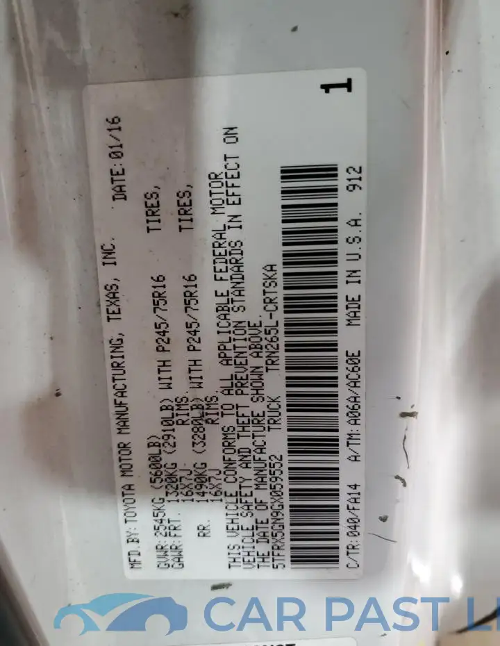 5TFRX5GN9GX059552# 12