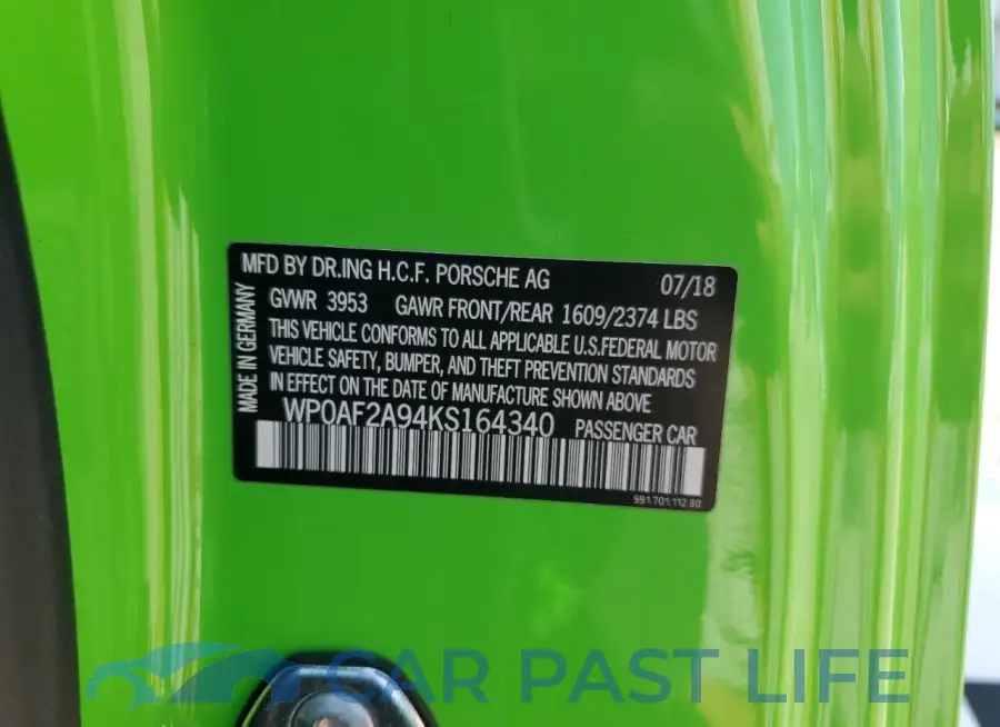WP0AF2A94KS164340# 12