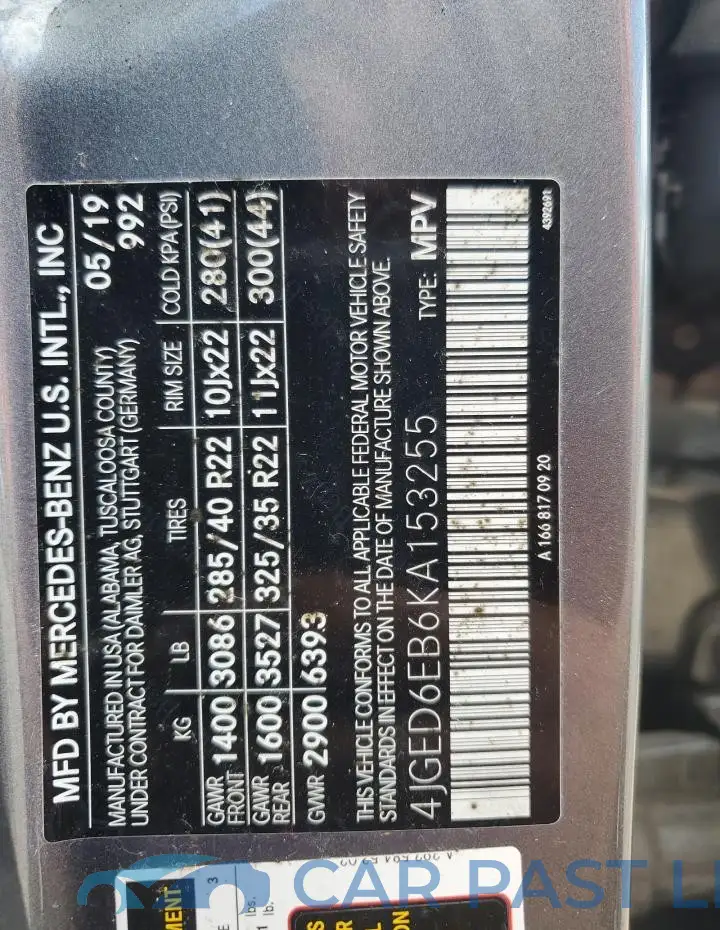 4JGED6EB6KA153255# 13