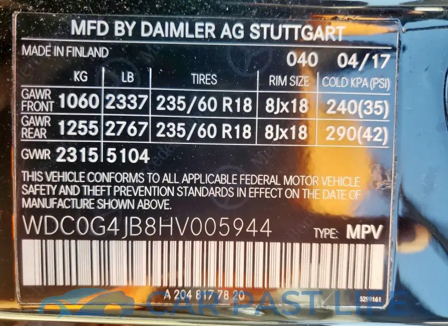 WDC0G4JB8HV005944# 12
