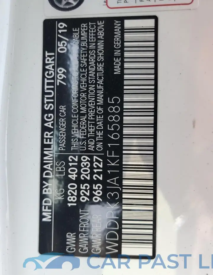WDDPK3JA1KF165885# 12