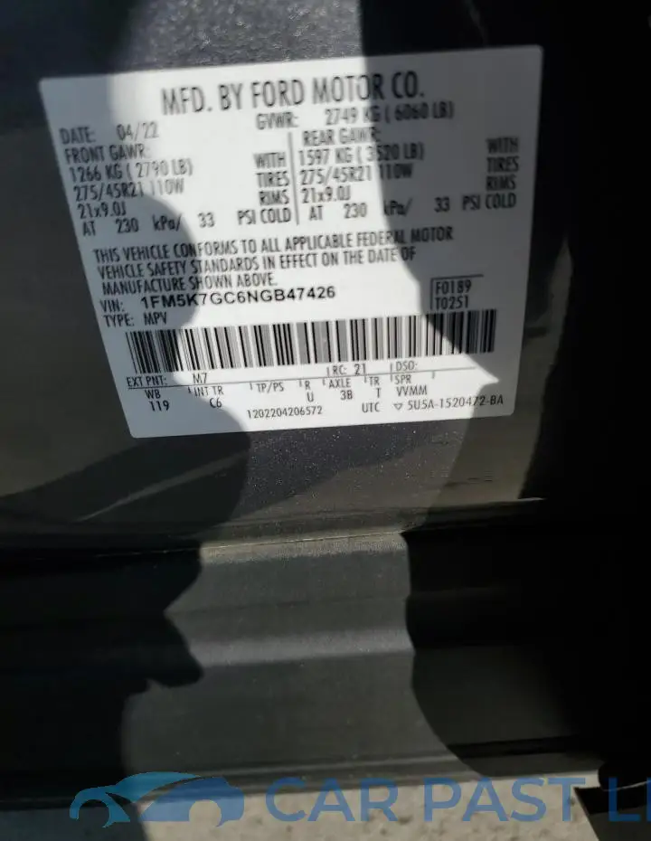 1FM5K7GC6NGB47426# 13