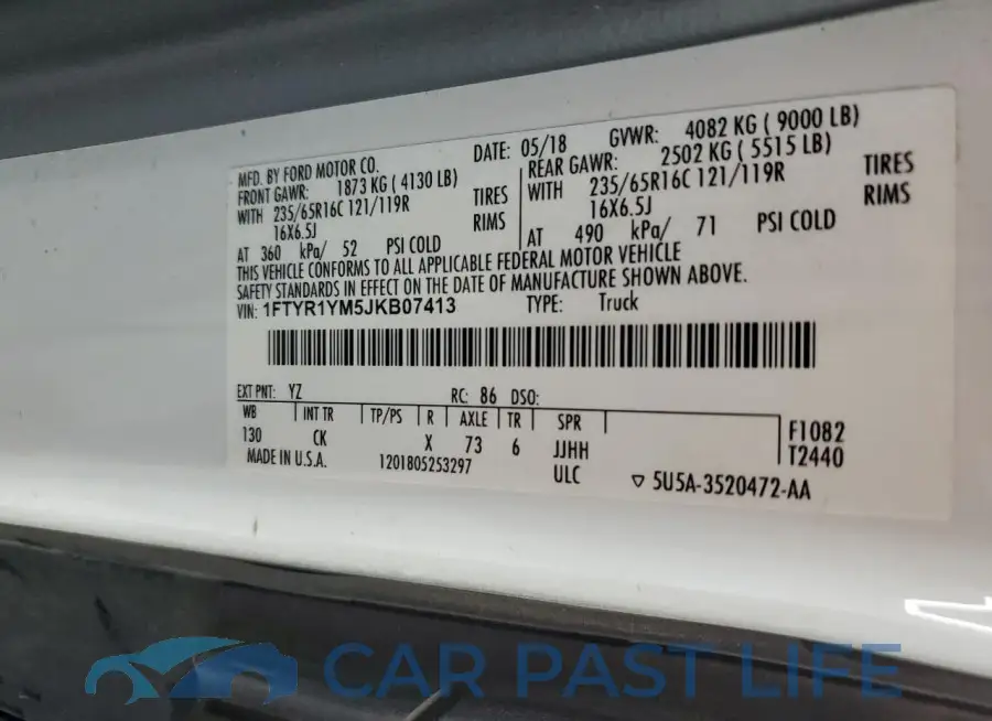 1FTYR1YM5JKB07413# 13