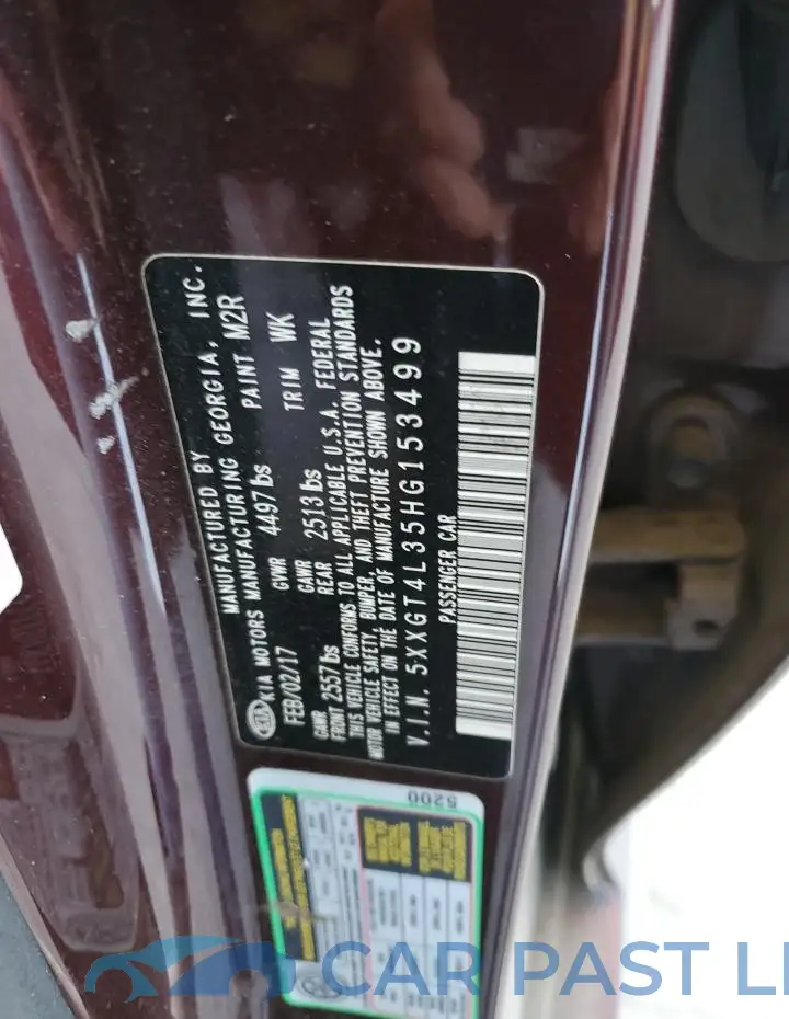 5XXGT4L35HG153499# 12