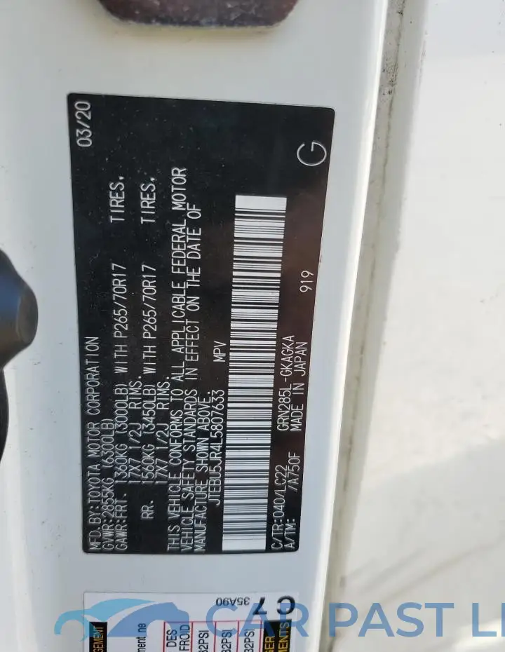 JTEBU5JR4L5807633# 13