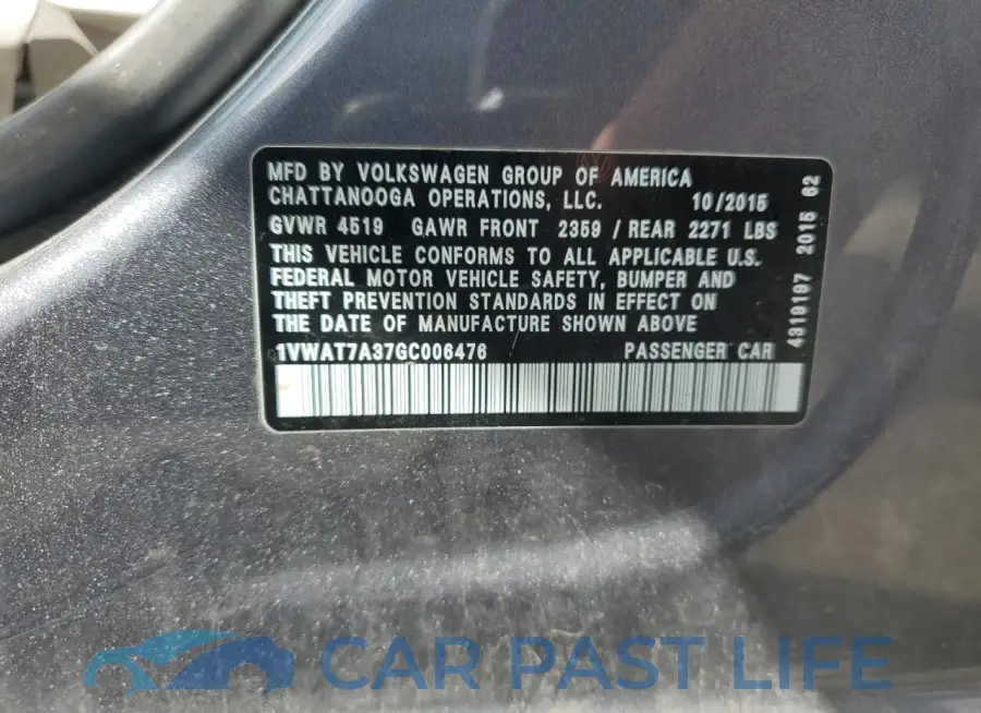1VWAT7A37GC006476# 12