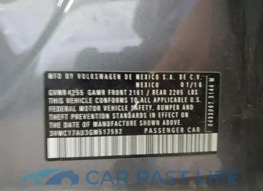 3VWC17AU3GM517592# 12