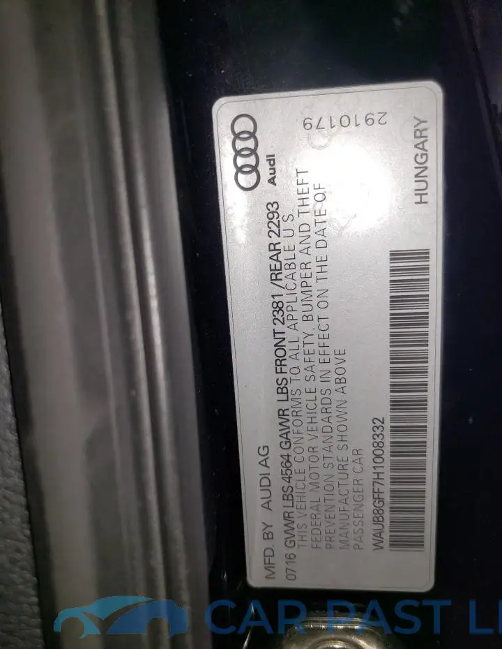 WAUB8GFF7H1008332# 12