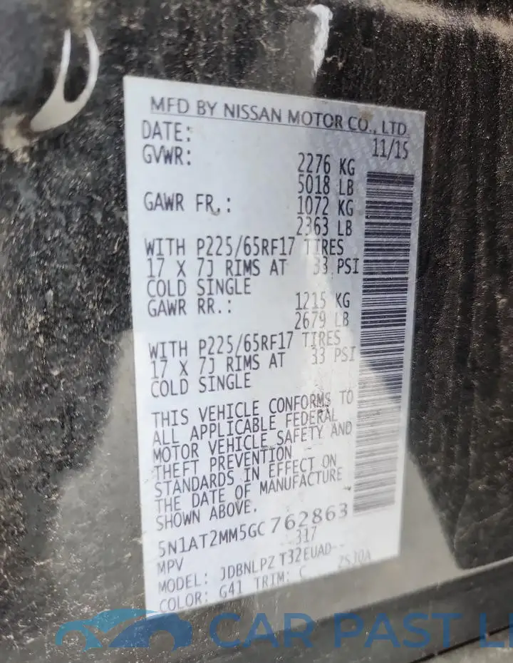 5N1AT2MM5GC762863# 12