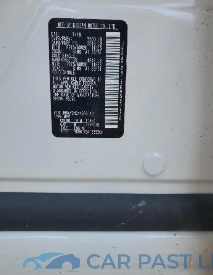 JN8AY2NC4K9580450# 12