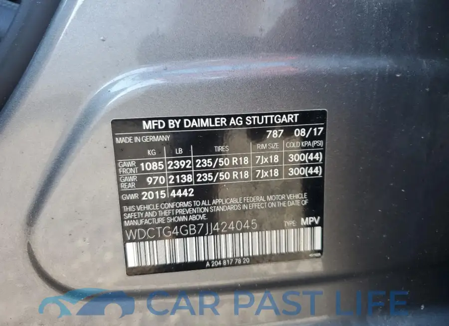 WDCTG4GB7JJ424045# 13