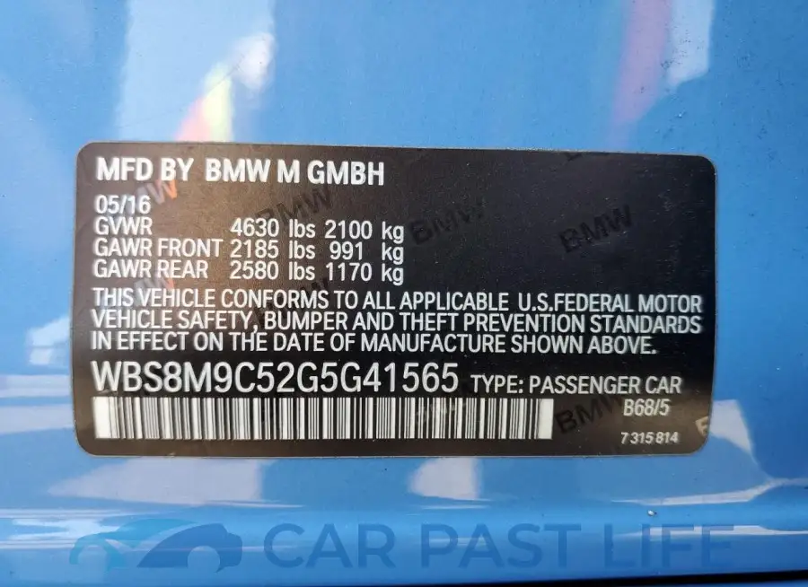 WBS8M9C52G5G41565# 12