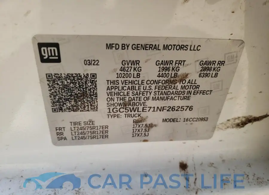 1GC5WLE71NF262576# 12
