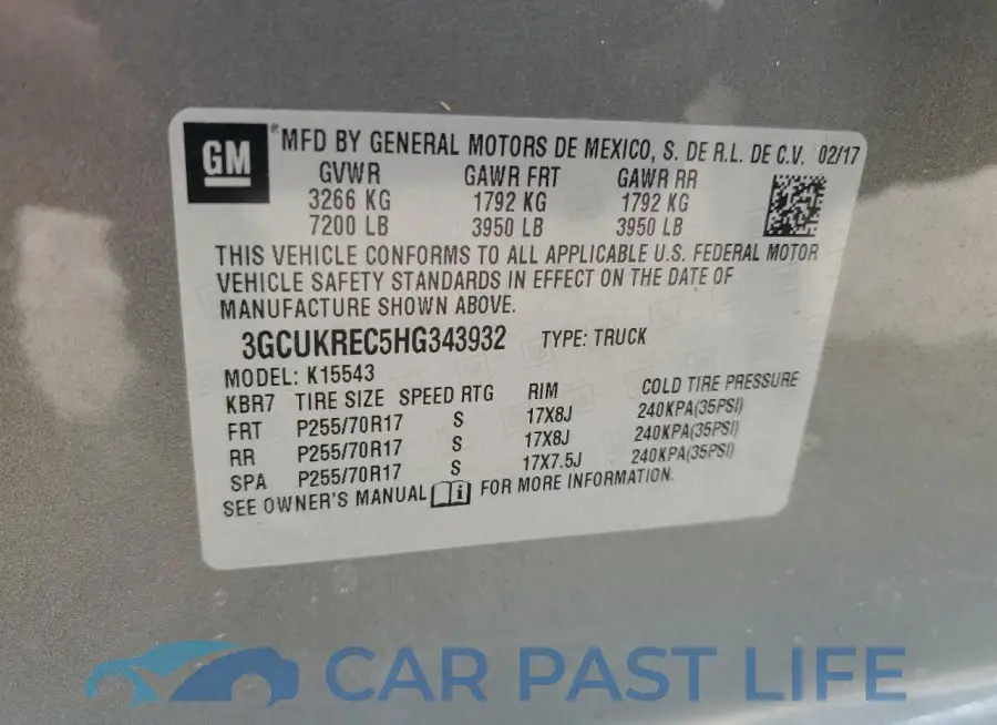 3GCUKREC5HG343932# 12