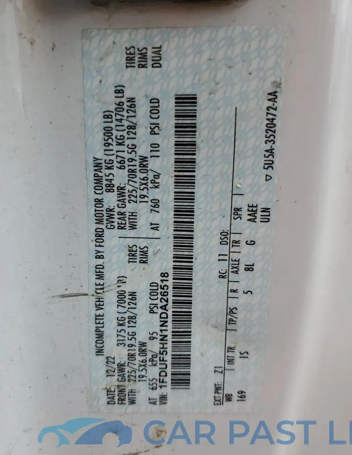 1FDUF5HN1NDA26518# 12