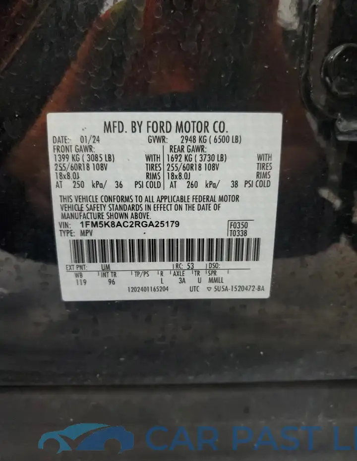 1FM5K8AC2RGA25179# 12