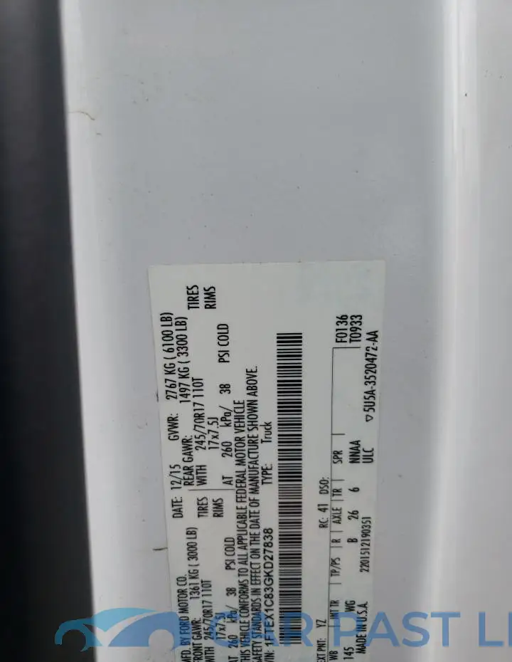 1FTEX1C83GKD27838# 12