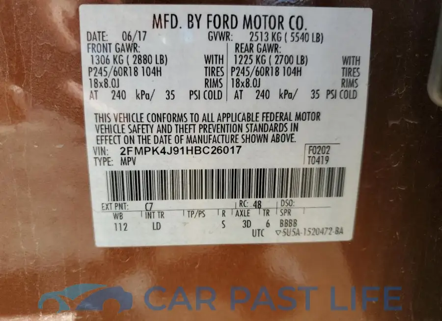 2FMPK4J91HBC26017# 13