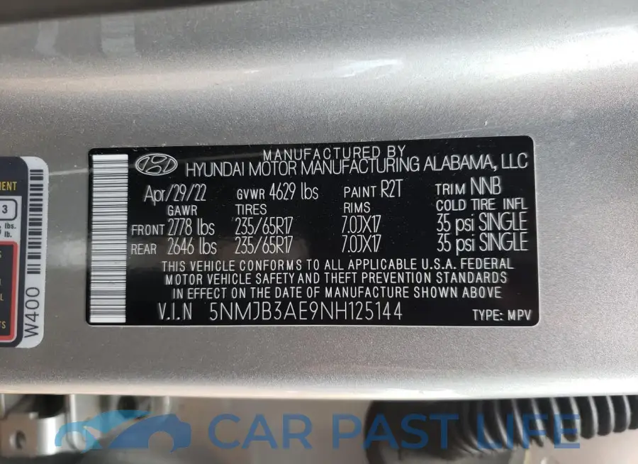 5NMJB3AE9NH125144# 13
