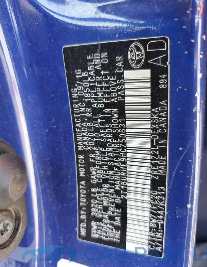 2T1BURHE9HC750631# 12