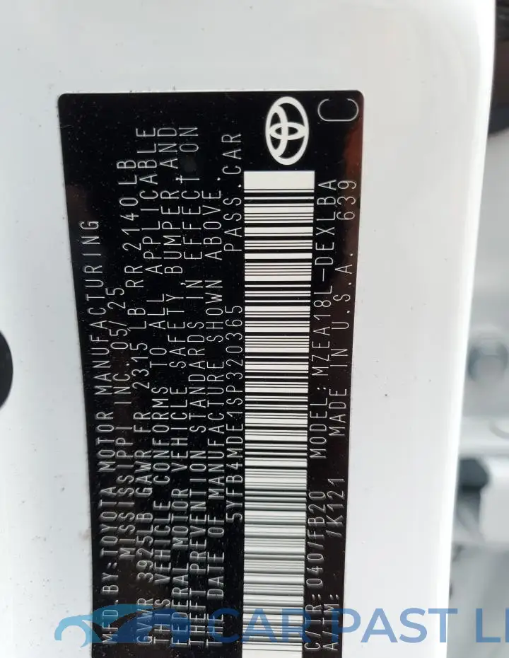 5YFB4MDE1SP320365# 12