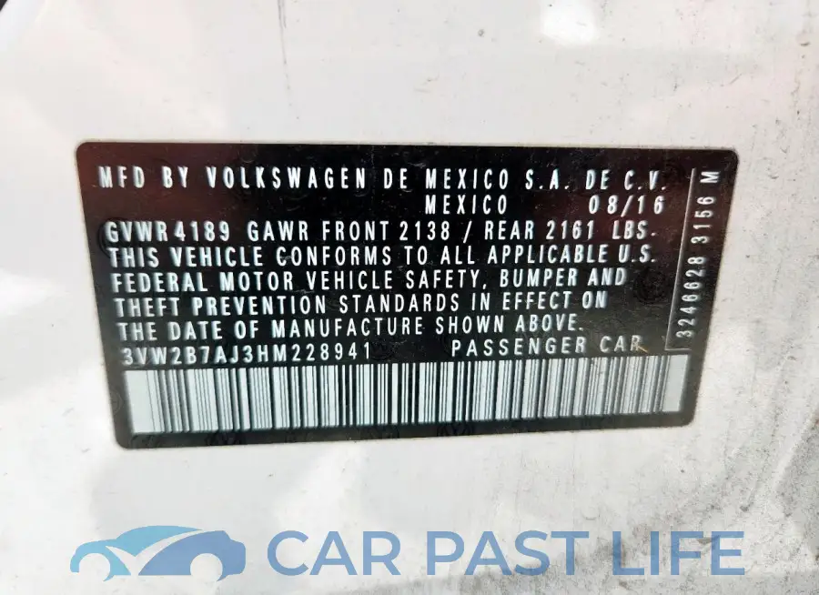 3VW2B7AJ3HM228941# 13