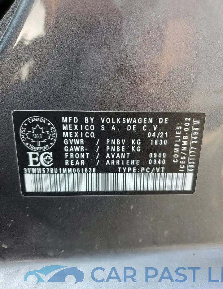 3VWW57BU1MM061538# 12