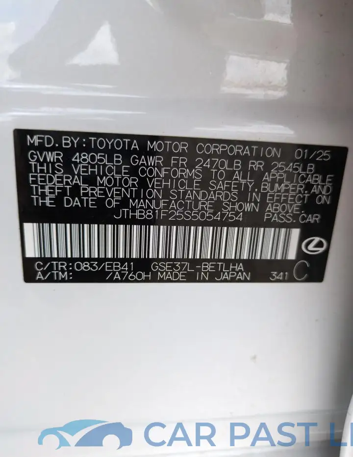 JTHB81F25S5054754# 13