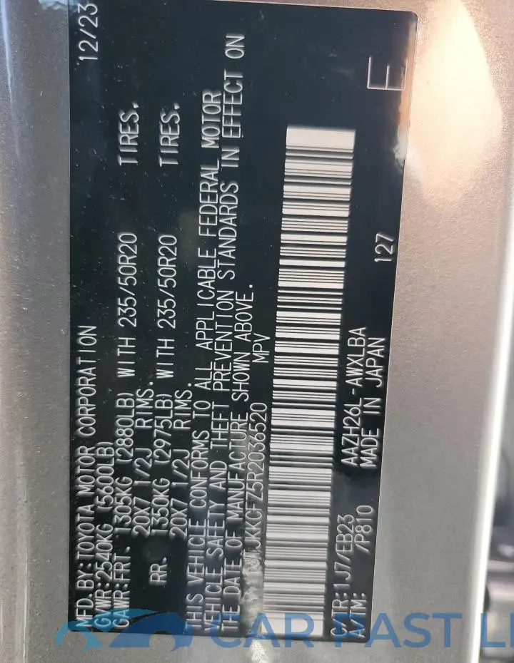 JTJKKCFZ5R2036520# 13