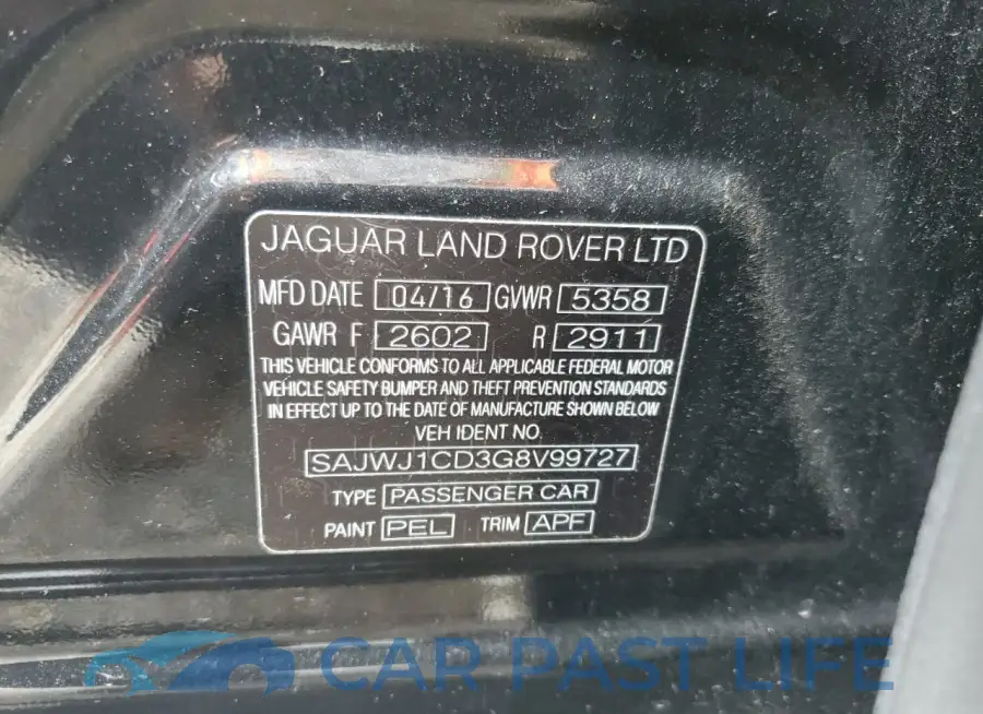 SAJWJ1CD3G8V99727# 13