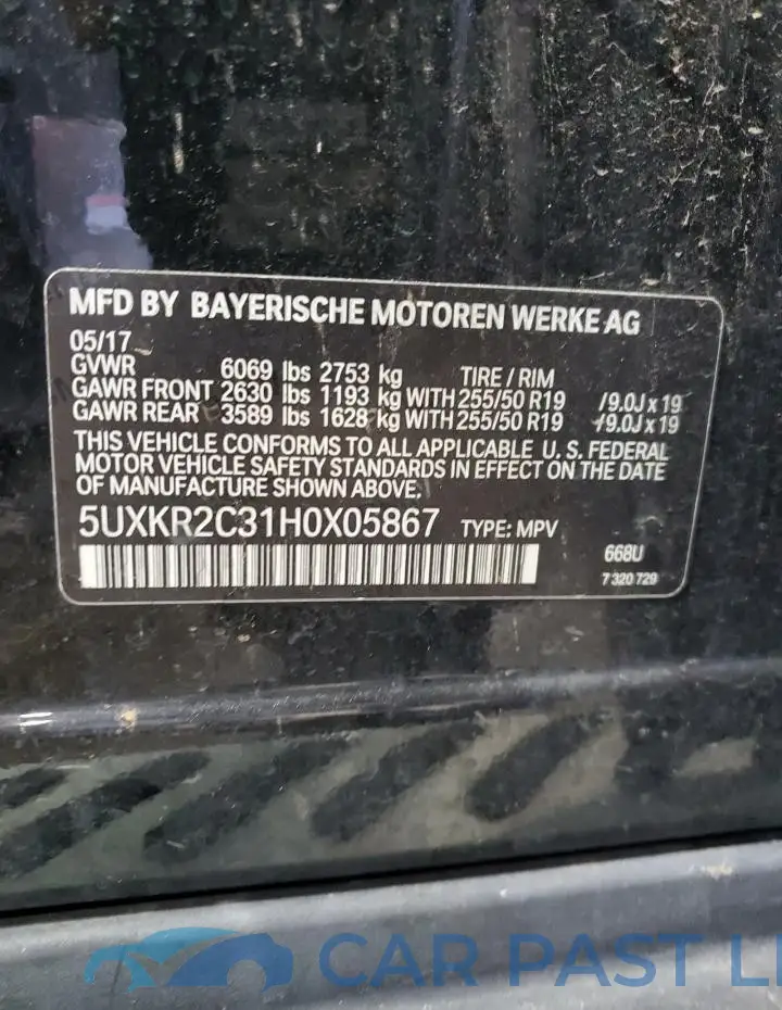 5UXKR2C31H0X05867# 14