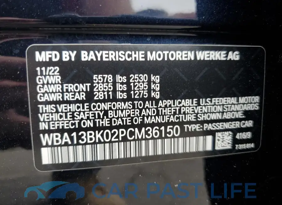 WBA13BK02PCM36150# 12