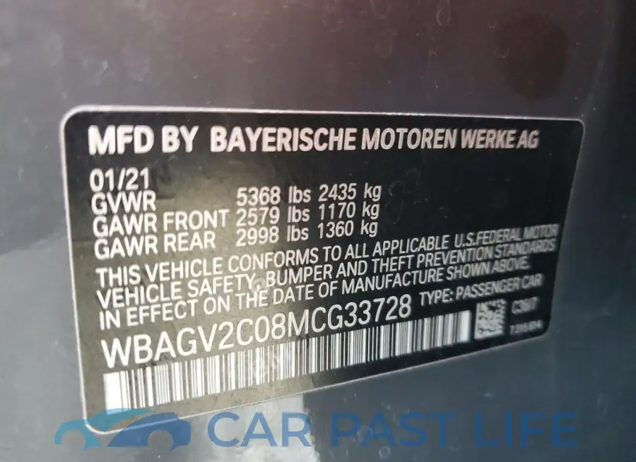 WBAGV2C08MCG33728# 12