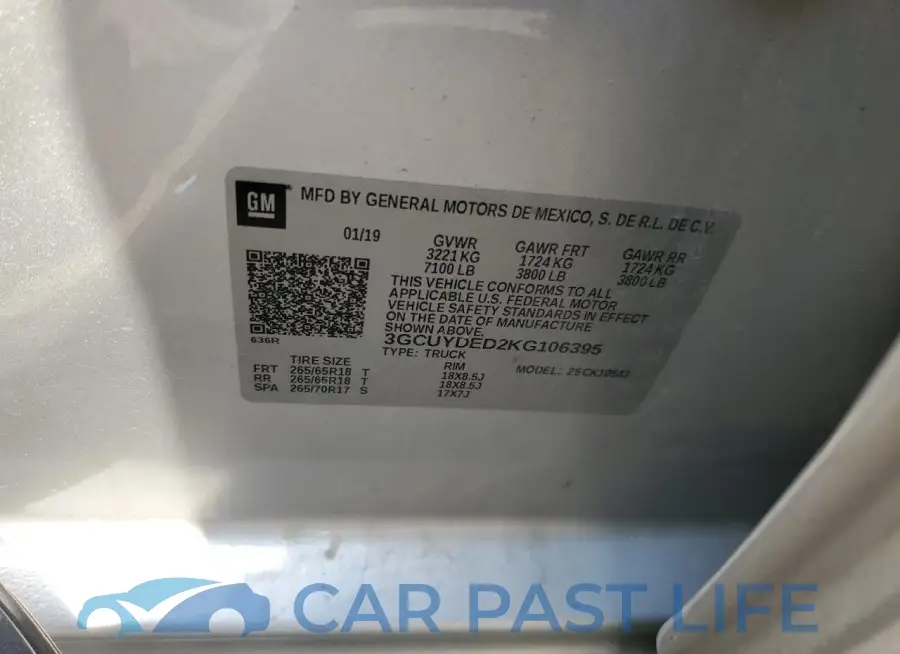 3GCUYDED2KG106395# 12